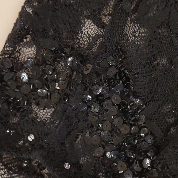 Guess Black sequin and lace semi sheer top - Picture 4 of 6